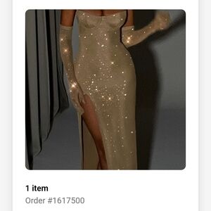 Gold Sequin Maxi Gown with Plunge Neckline